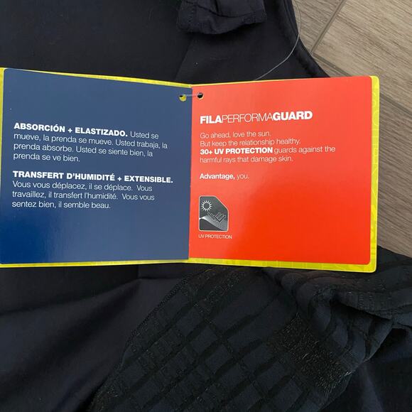 NWT Fila Activewear One Peplum Tank Top Sz M Black Fitted Stretchy 30+ UV Pro - Picture 6 of 12